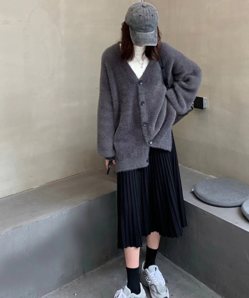 SpRay(スプレイ)の「シャギーロングカーディガン(カーディガン/ボレロ・レディース・ボルドー/オリーブ/ブラック/アイボリー/ブルー/チャコールグレー・FREE)」の10枚目の写真