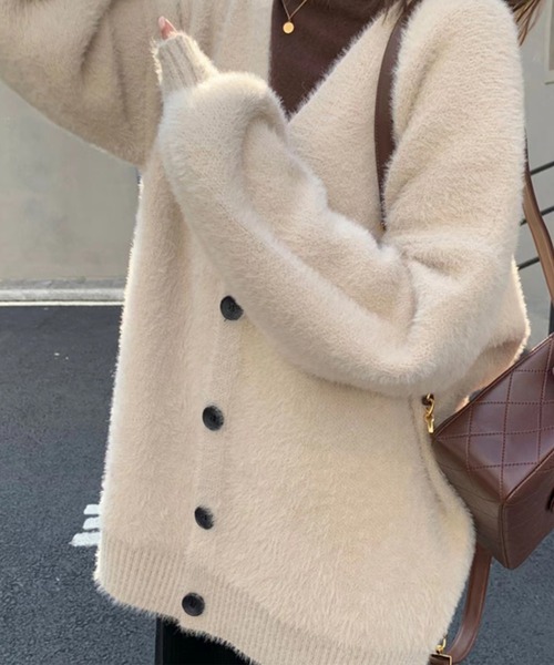 SpRay(スプレイ)の「シャギーロングカーディガン(カーディガン/ボレロ・レディース・ボルドー/オリーブ/ブラック/アイボリー/ブルー/チャコールグレー・FREE)」の15枚目の写真