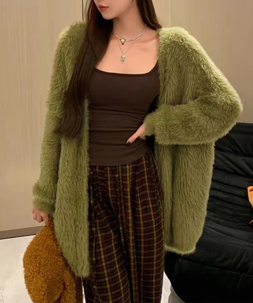 SpRay(スプレイ)の「シャギーロングカーディガン(カーディガン/ボレロ・レディース・ボルドー/オリーブ/ブラック/アイボリー/ブルー/チャコールグレー・FREE)」の19枚目の写真