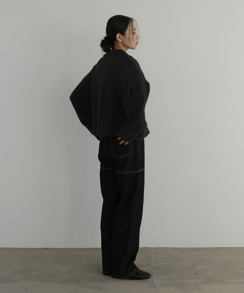 hellam（へラム）の「アルパカタッチバイカラージップカーディガン（カーディガン/ボレロ・レディース・チャコール/アイボリー/ブラック/キャメル・FREE）」の8枚目の写真