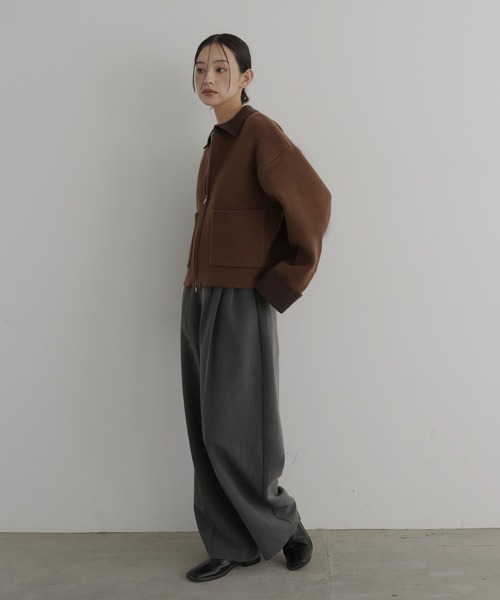 hellam（へラム）の「アルパカタッチバイカラージップカーディガン（カーディガン/ボレロ・レディース・チャコール/アイボリー/ブラック/キャメル・FREE）」の13枚目の写真