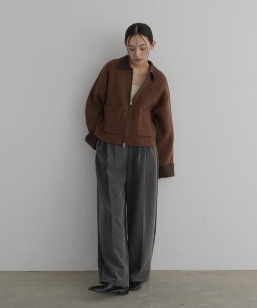 hellam（へラム）の「アルパカタッチバイカラージップカーディガン（カーディガン/ボレロ・レディース・チャコール/アイボリー/ブラック/キャメル・FREE）」の15枚目の写真