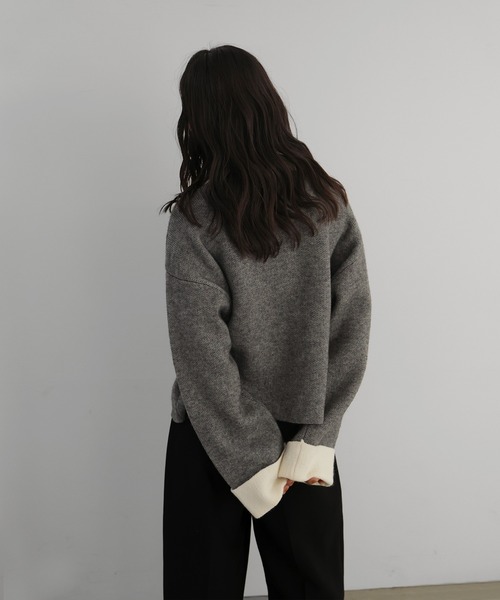 hellam（へラム）の「アルパカタッチバイカラージップカーディガン（カーディガン/ボレロ・レディース・チャコール/アイボリー/ブラック/キャメル・FREE）」の19枚目の写真