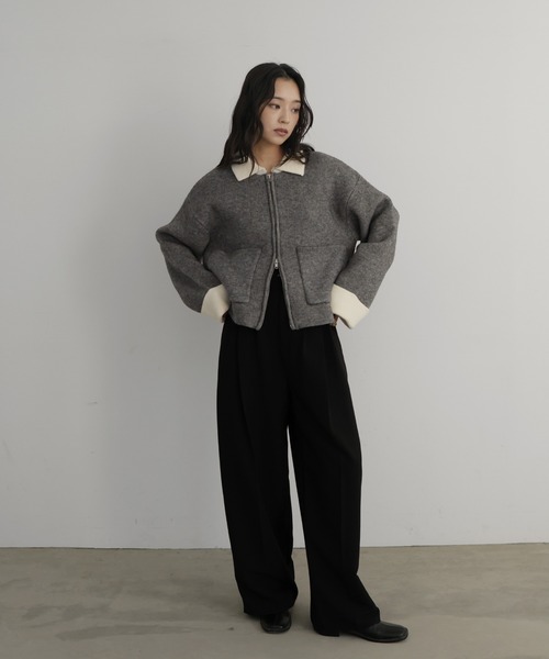 hellam（へラム）の「アルパカタッチバイカラージップカーディガン（カーディガン/ボレロ・レディース・チャコール/アイボリー/ブラック/キャメル・FREE）」の21枚目の写真