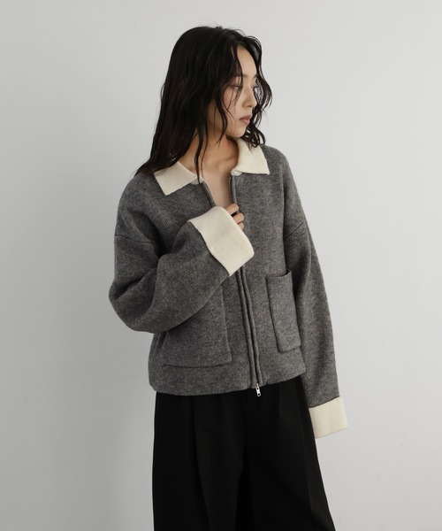 hellam（へラム）の「アルパカタッチバイカラージップカーディガン（カーディガン/ボレロ・レディース・チャコール/アイボリー/ブラック/キャメル・FREE）」の22枚目の写真