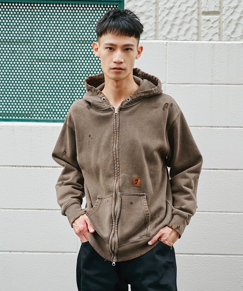 JieDa】DAMAGE PATCH ZIP HOODIE（パーカー）｜Jieda（ジエダ）の