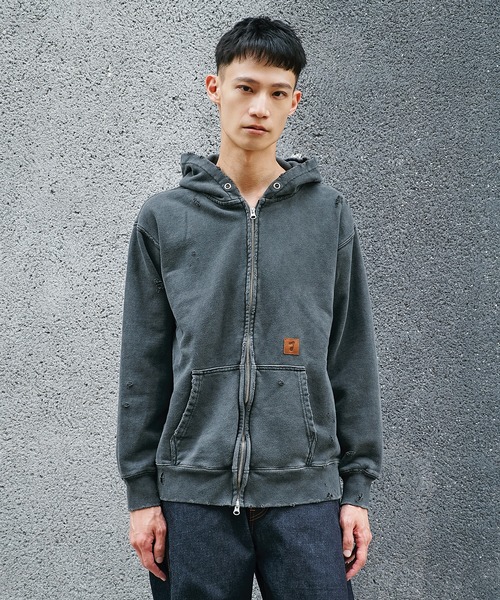 JieDa】DAMAGE PATCH ZIP HOODIE（パーカー）｜Jieda（ジエダ）の