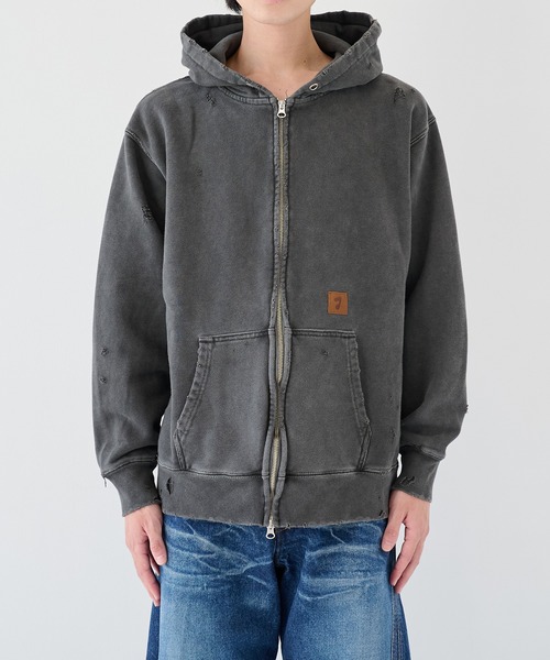 JIEDA(ジエダ)の「【JieDa】DAMAGE PATCH ZIP HOODIE(パーカー・メンズ・ブラウン/ブラック・2/1)」の9枚目の写真