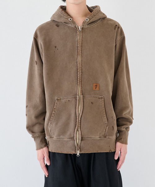 JieDa】DAMAGE PATCH ZIP HOODIE（パーカー）｜Jieda（ジエダ）の
