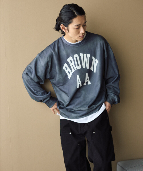 Firsthand（ファーストハンド）の「Firsthand/ファーストハンド ヴィンテージ フェイクプリント クルーネックスウェット（スウェット・メンズ・オフホワイト/グレー/ブラック・M/L）」の4枚目の写真