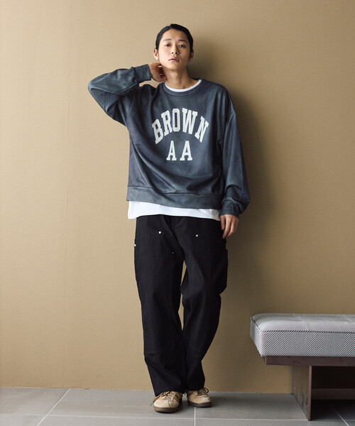 Firsthand（ファーストハンド）の「Firsthand/ファーストハンド ヴィンテージ フェイクプリント クルーネックスウェット（スウェット・メンズ・オフホワイト/グレー/ブラック・M/L）」の9枚目の写真