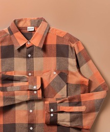 シャツ/ブラウス（オレンジ/橙色系・チェック柄）ファッション
