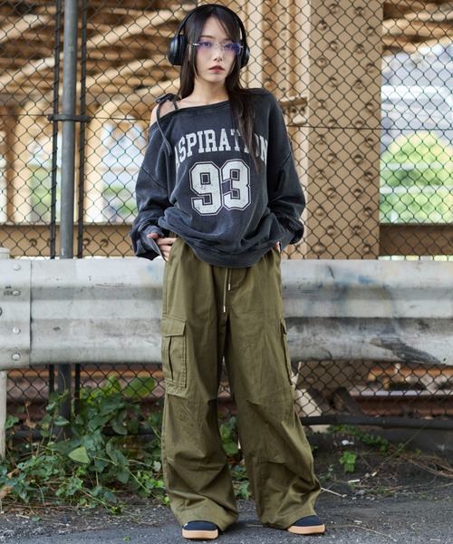 WEGO（ウィゴー）の「WEGO/ツイルイージーカーゴパンツ（カーゴパンツ・レディース・カーキ/その他1/ブラック・X-SMALL/MEDIUM/SMALL）」の5枚目の写真