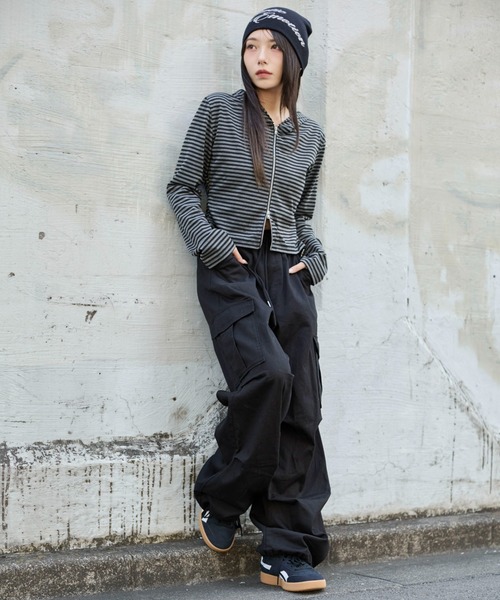 WEGO（ウィゴー）の「WEGO/ツイルイージーカーゴパンツ（カーゴパンツ・レディース・カーキ/その他1/ブラック・X-SMALL/MEDIUM/SMALL）」の4枚目の写真