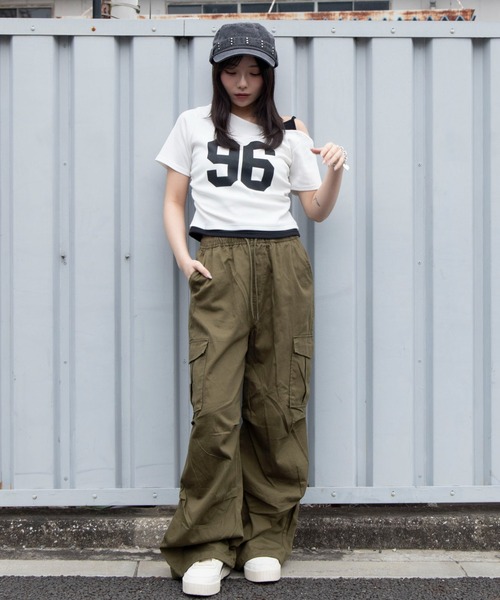 WEGO（ウィゴー）の「WEGO/ツイルイージーカーゴパンツ（カーゴパンツ・レディース・カーキ/その他1/ブラック・X-SMALL/MEDIUM/SMALL）」の5枚目の写真
