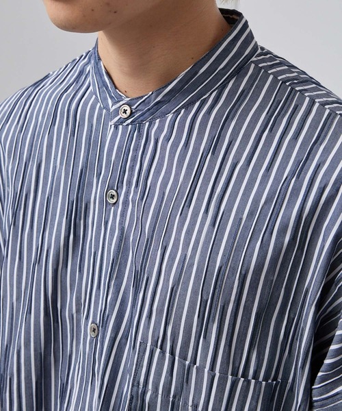 SLICK（スリック）の「【SLICK/スリック】Stripe Tuck Jaquard Band Collar Dolmansleeve Shirt/タックジャガードストライプバンドカラードルマンスリーブシャツ / クラシック（シャツ/ブラウス・メンズ・ネイビー/ブラック・1/3/2）」の17枚目の写真