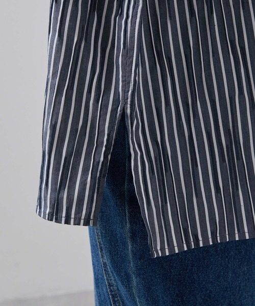 SLICK（スリック）の「【SLICK/スリック】Stripe Tuck Jaquard Band Collar Dolmansleeve Shirt/タックジャガードストライプバンドカラードルマンスリーブシャツ / クラシック（シャツ/ブラウス・メンズ・ネイビー/ブラック・1/3/2）」の20枚目の写真