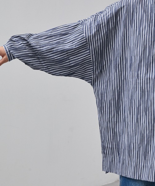 SLICK（スリック）の「【SLICK/スリック】Stripe Tuck Jaquard Band Collar Dolmansleeve Shirt/タックジャガードストライプバンドカラードルマンスリーブシャツ / クラシック（シャツ/ブラウス・メンズ・ネイビー/ブラック・1/3/2）」の21枚目の写真