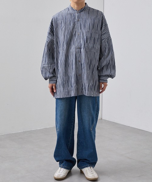 SLICK（スリック）の「【SLICK/スリック】Stripe Tuck Jaquard Band Collar Dolmansleeve Shirt/タックジャガードストライプバンドカラードルマンスリーブシャツ / クラシック（シャツ/ブラウス・メンズ・ネイビー/ブラック・1/3/2）」の22枚目の写真