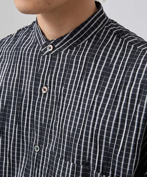 SLICK（スリック）の「【SLICK/スリック】Stripe Tuck Jaquard Band Collar Dolmansleeve Shirt/タックジャガードストライプバンドカラードルマンスリーブシャツ / クラシック（シャツ/ブラウス・メンズ・ネイビー/ブラック・1/3/2）」の6枚目の写真