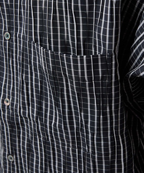 SLICK（スリック）の「【SLICK/スリック】Stripe Tuck Jaquard Band Collar Dolmansleeve Shirt/タックジャガードストライプバンドカラードルマンスリーブシャツ / クラシック（シャツ/ブラウス・メンズ・ネイビー/ブラック・1/3/2）」の7枚目の写真