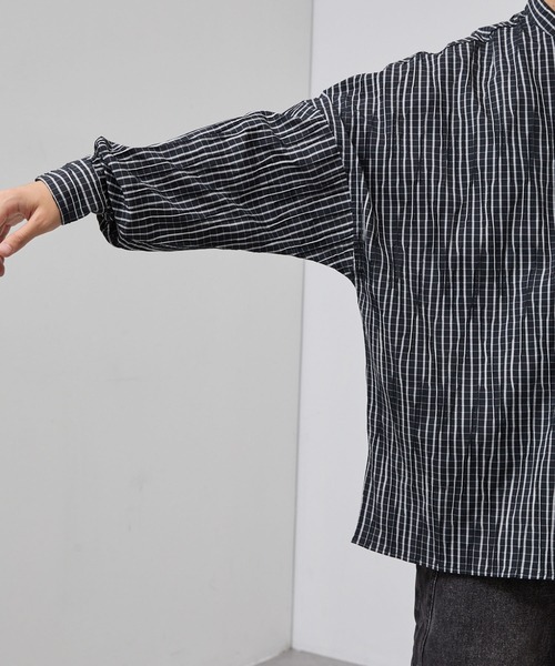 SLICK（スリック）の「【SLICK/スリック】Stripe Tuck Jaquard Band Collar Dolmansleeve Shirt/タックジャガードストライプバンドカラードルマンスリーブシャツ / クラシック（シャツ/ブラウス・メンズ・ネイビー/ブラック・1/3/2）」の10枚目の写真