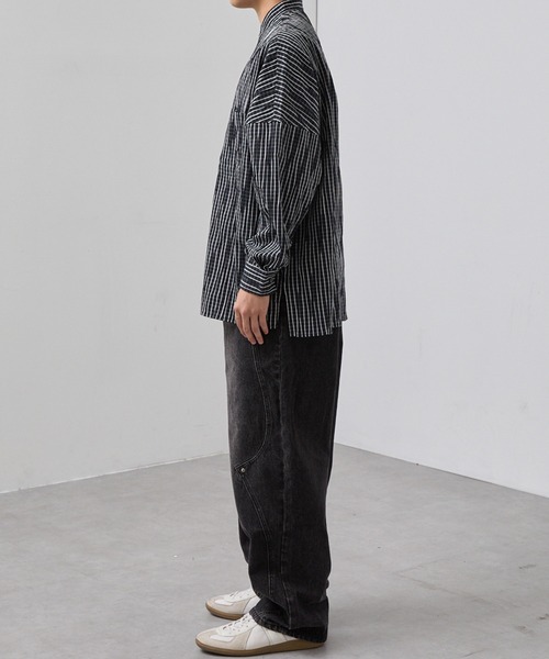 SLICK（スリック）の「【SLICK/スリック】Stripe Tuck Jaquard Band Collar Dolmansleeve Shirt/タックジャガードストライプバンドカラードルマンスリーブシャツ / クラシック（シャツ/ブラウス・メンズ・ネイビー/ブラック・1/3/2）」の12枚目の写真