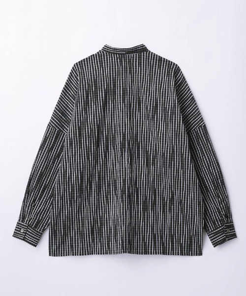 SLICK（スリック）の「【SLICK/スリック】Check / Stripe Tuck Jaquard Band Collar Dolmansleeve Shirt/タックジャガード チェック ストライプ バンドカラードルマンスリーブシャツ / クラシック（シャツ/ブラウス・メンズ・ネイビー/ブラック・1/3/2）」の15枚目の写真