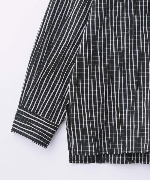 SLICK（スリック）の「【SLICK/スリック】Check / Stripe Tuck Jaquard Band Collar Dolmansleeve Shirt/タックジャガード チェック ストライプ バンドカラードルマンスリーブシャツ / クラシック（シャツ/ブラウス・メンズ・ネイビー/ブラック・1/3/2）」の17枚目の写真