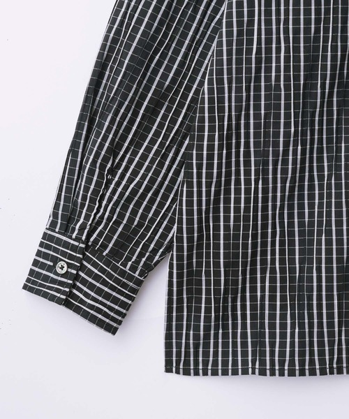 SLICK（スリック）の「【SLICK/スリック】Check / Stripe Tuck Jaquard Band Collar Dolmansleeve Shirt/タックジャガード チェック ストライプ バンドカラードルマンスリーブシャツ / クラシック（シャツ/ブラウス・メンズ・ネイビー/ブラック・1/3/2）」の18枚目の写真