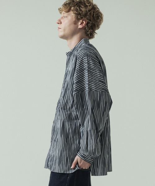 SLICK（スリック）の「【SLICK/スリック】Check / Stripe Tuck Jaquard Band Collar Dolmansleeve Shirt/タックジャガード チェック ストライプ バンドカラードルマンスリーブシャツ / クラシック（シャツ/ブラウス・メンズ・ネイビー/ブラック・1/3/2）」の21枚目の写真