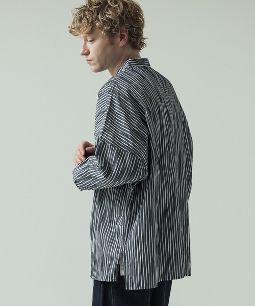 SLICK（スリック）の「【SLICK/スリック】Check / Stripe Tuck Jaquard Band Collar Dolmansleeve Shirt/タックジャガード チェック ストライプ バンドカラードルマンスリーブシャツ / クラシック（シャツ/ブラウス・メンズ・ネイビー/ブラック・1/3/2）」の22枚目の写真