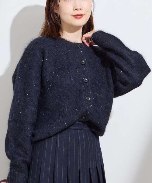 セール】アルパカMIXスパンコールカーディガン（カーディガン/ボレロ