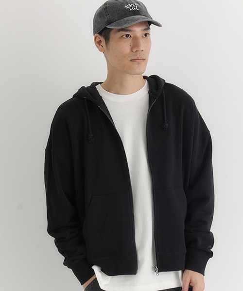 BACK NUMBER（バックナンバー）の「【BACK NUMBER】スウェットジップパーカー (ヘビーオンス/フロントジップ/ゆったり/リラックス/保温性/デイリー)（パーカー・メンズ・ブラウン/ブラック/ネイビー・M/L/XL）」の16枚目の写真