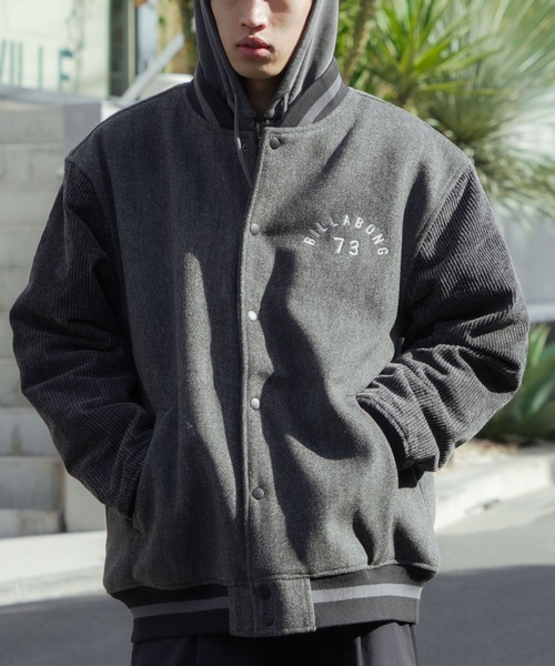 BILLABONG（ビラボン）の「BILLABONG メンズ MELTON STADIUM ジャケット 【2025年秋冬モデル】 @autumn/ビラボンスタジャン(スタジアムジャケット)（ブルゾン・メンズ・ブラック/インディゴブルー・X-LARGE/LARGE/MEDIUM/SMALL）」の2枚目の写真