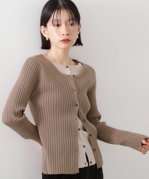 THE SHOP TK (ザ ショップ ティーケー )の「【アンチピリング/静電気防止/洗える】ヘンリーレイヤードニット(ニット/セーター・レディース・ブラック/ブラウン系/オレンジ・12/13)」の3枚目の写真