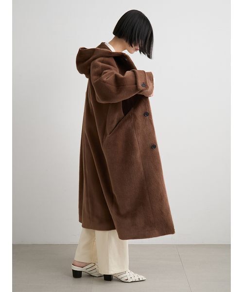 新品 アルベロベロ フリースロングコート フード付き ASICS（アシックス） 中わたロングコート ベンチコート アウター 中綿