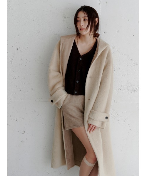 【即納❗️】新品未使用　フード付きフェイクファーコート ロング丈　Mサイズ セール】フェイクファーロングフードコート（その他アウター