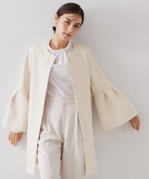 OPAQUE.CLIP（オペークドットクリップ）の「フレアスリーブミドルコート【洗濯機OK】（ノーカラーコート）」