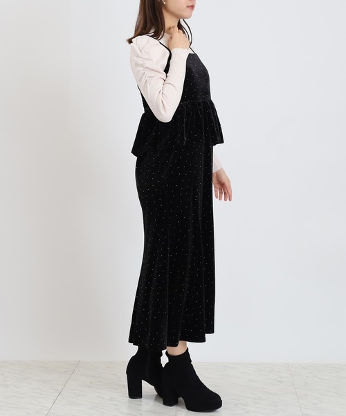 ASTORIA ODIER（アストリアオディール）の「ラインスト―ンベロアキャミワンピース（ワンピース・レディース・ライトグレー/モカ/ブラック・MEDIUM）」の8枚目の写真