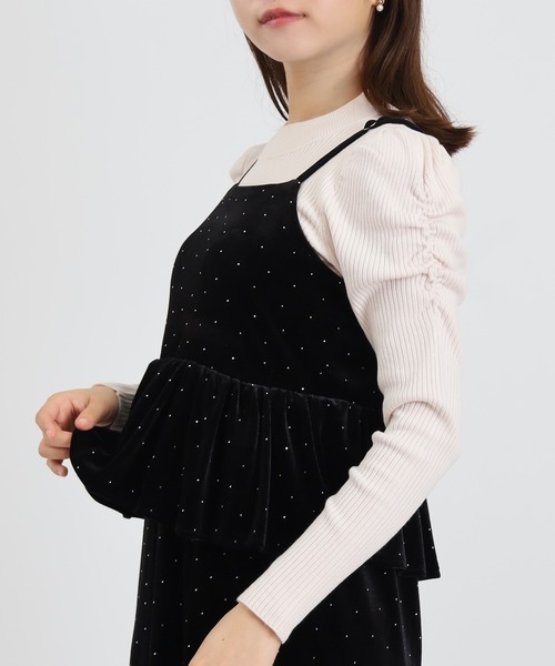 ASTORIA ODIER（アストリアオディール）の「ラインスト―ンベロアキャミワンピース（ワンピース・レディース・ライトグレー/モカ/ブラック・MEDIUM）」の10枚目の写真