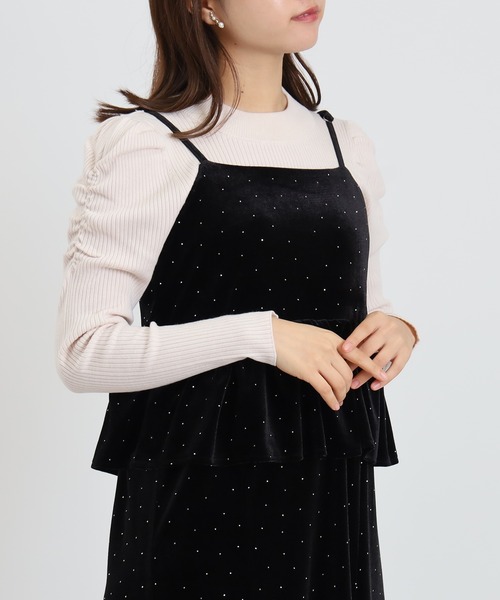 ASTORIA ODIER（アストリアオディール）の「ラインスト―ンベロアキャミワンピース（ワンピース・レディース・ライトグレー/モカ/ブラック・MEDIUM）」の11枚目の写真