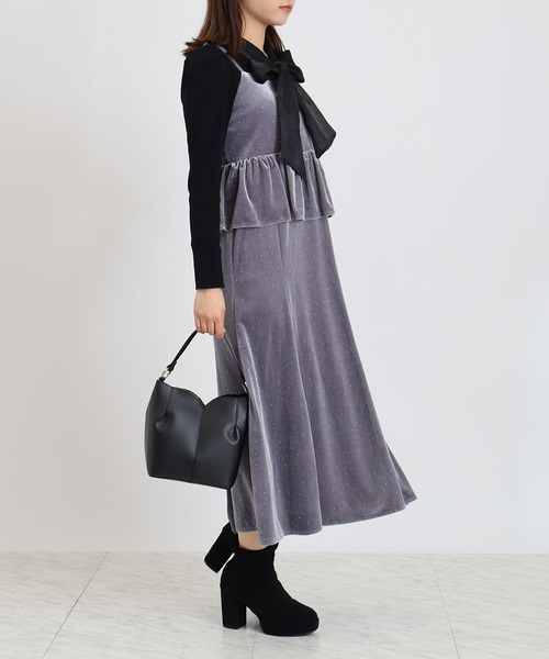 ASTORIA ODIER（アストリアオディール）の「ラインスト―ンベロアキャミワンピース（ワンピース・レディース・ライトグレー/モカ/ブラック・MEDIUM）」の17枚目の写真