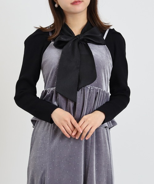 ASTORIA ODIER（アストリアオディール）の「ラインスト―ンベロアキャミワンピース（ワンピース・レディース・ライトグレー/モカ/ブラック・MEDIUM）」の18枚目の写真