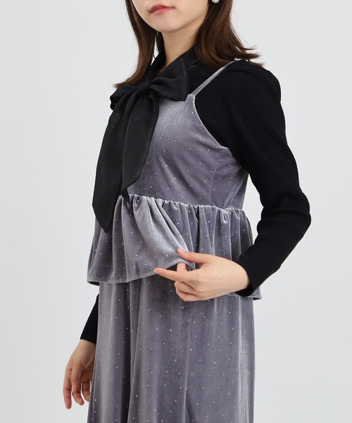 ASTORIA ODIER（アストリアオディール）の「ラインスト―ンベロアキャミワンピース（ワンピース・レディース・ライトグレー/モカ/ブラック・MEDIUM）」の19枚目の写真