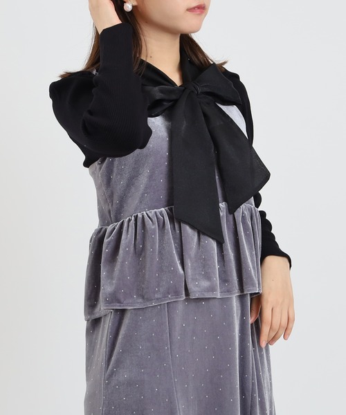 ASTORIA ODIER（アストリアオディール）の「ラインスト―ンベロアキャミワンピース（ワンピース・レディース・ライトグレー/モカ/ブラック・MEDIUM）」の20枚目の写真