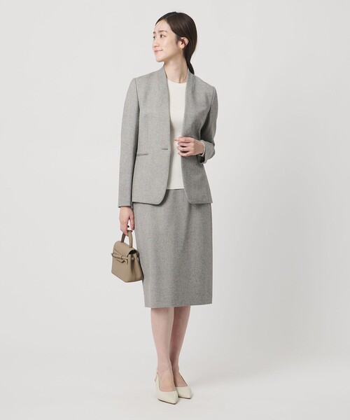 ツイードライク ノーカラージャケット（ノーカラージャケット