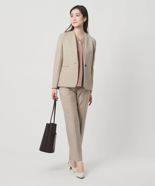 ツイードライク ノーカラージャケット（ノーカラージャケット