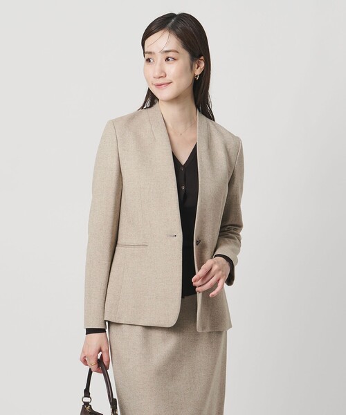 ツイードライク ノーカラージャケット（ノーカラージャケット