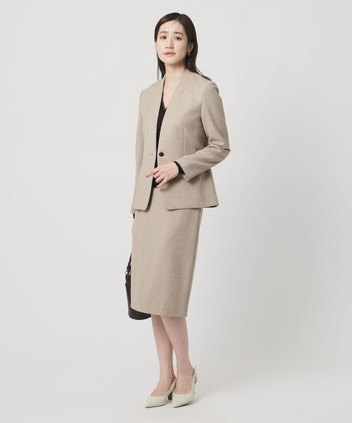 ツイードライク ノーカラージャケット（ノーカラージャケット